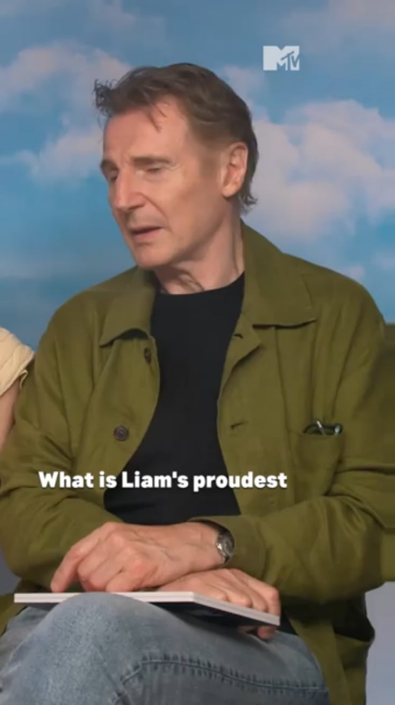 Liam Neeson says his proudest career moment is working with Pamela Anderson.