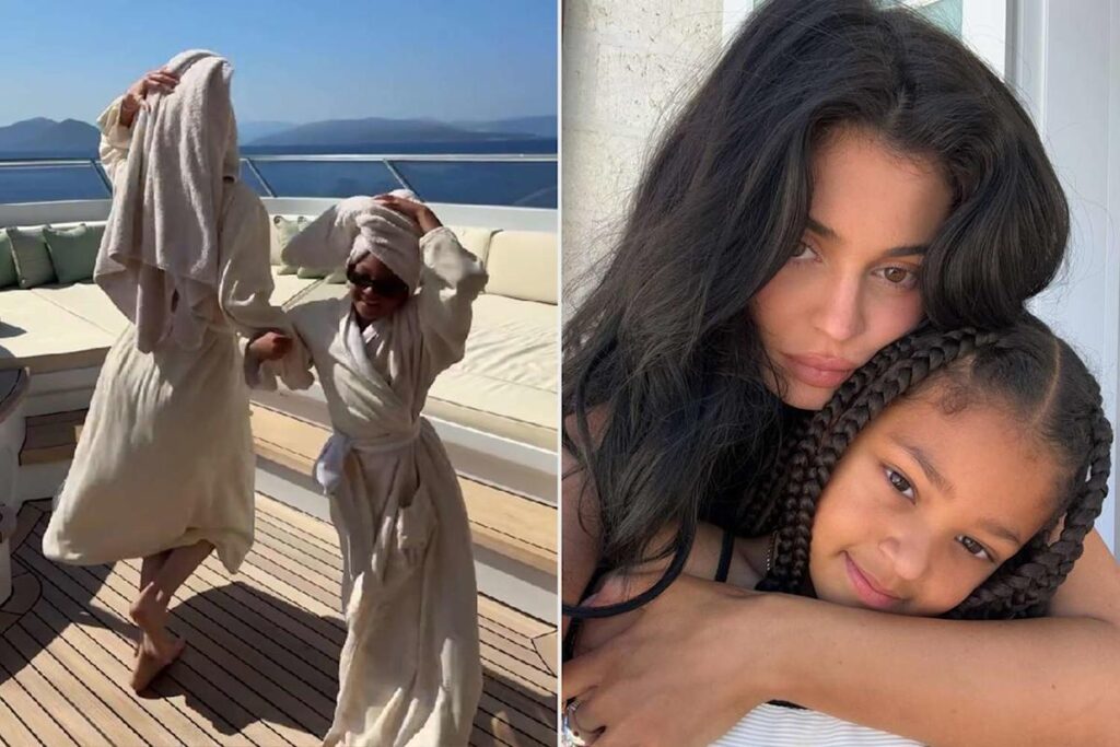 Kylie Jenner and ‘Built-In Bestie,’ Daughter Stormi, Adorably Twin in Matching Robes on Luxury Yacht Vacation