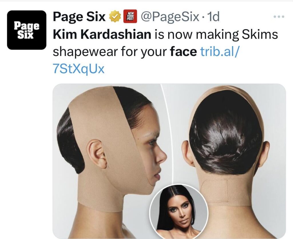 Kim Kardashian is now targeting young women with predatory “shapewear” meant for your face