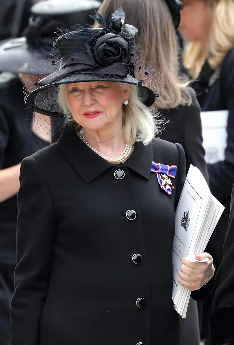 Angela Kelly wearing all black at Queen Elizabeth II's funeral.