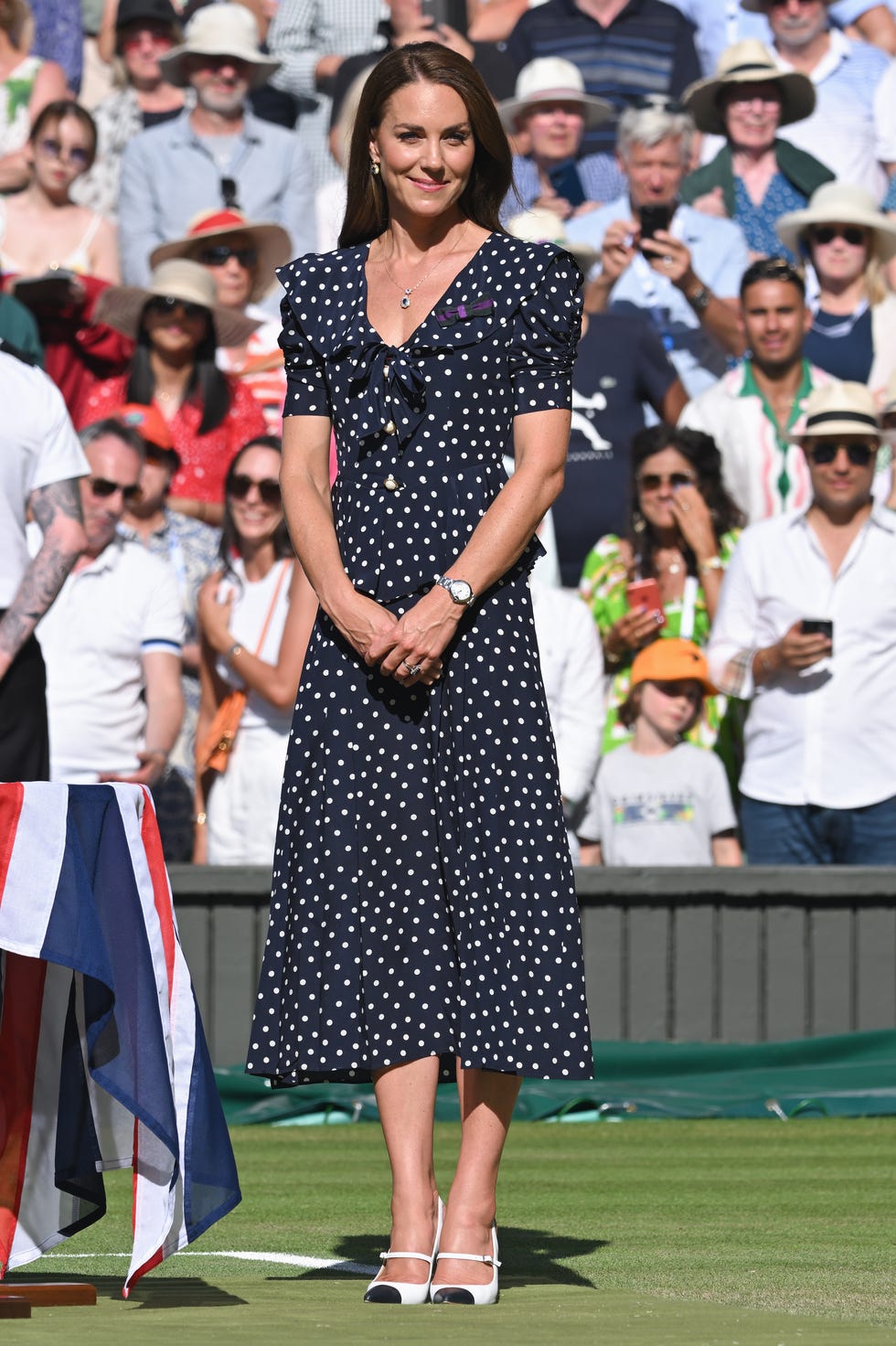 The Duke And Duchess Of Cambridge Attend The Wimbledon Men's Singles Final london, england july 10: catherine, duchess of cambridge attends the mens singles final at all england lawn tennis and croquet club on july 10, 2022 in london, england. (photo by karwai tang/wireimage)