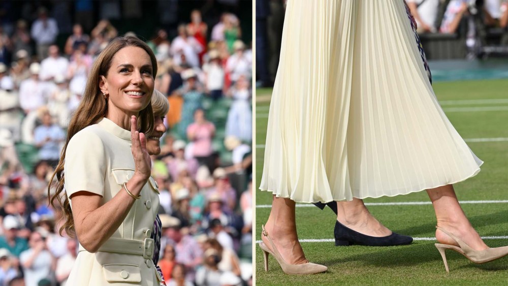 Kate Middleton Wows in Gianvito Rossi Slingbacks at Wimbledon 2025 Kate Middleton wearing Gianvito Rossi RIbbon Sling 85 Pumps in Nude Suede at Wimbledon on Saturday.