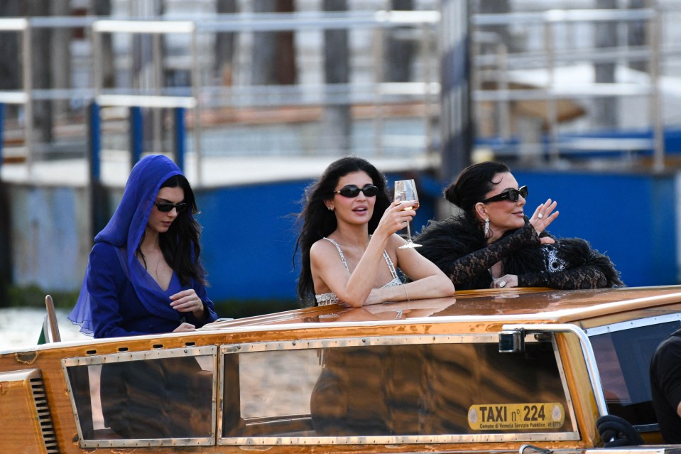 Kendall, Kris, and Kylie Jenner in a boat.