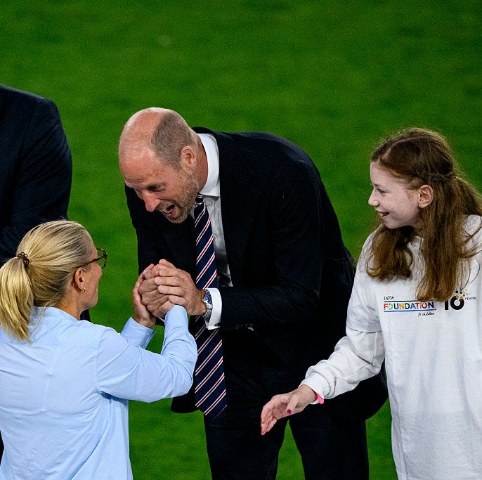 the mystery girl who joined prince william in congratulating the england team and coach