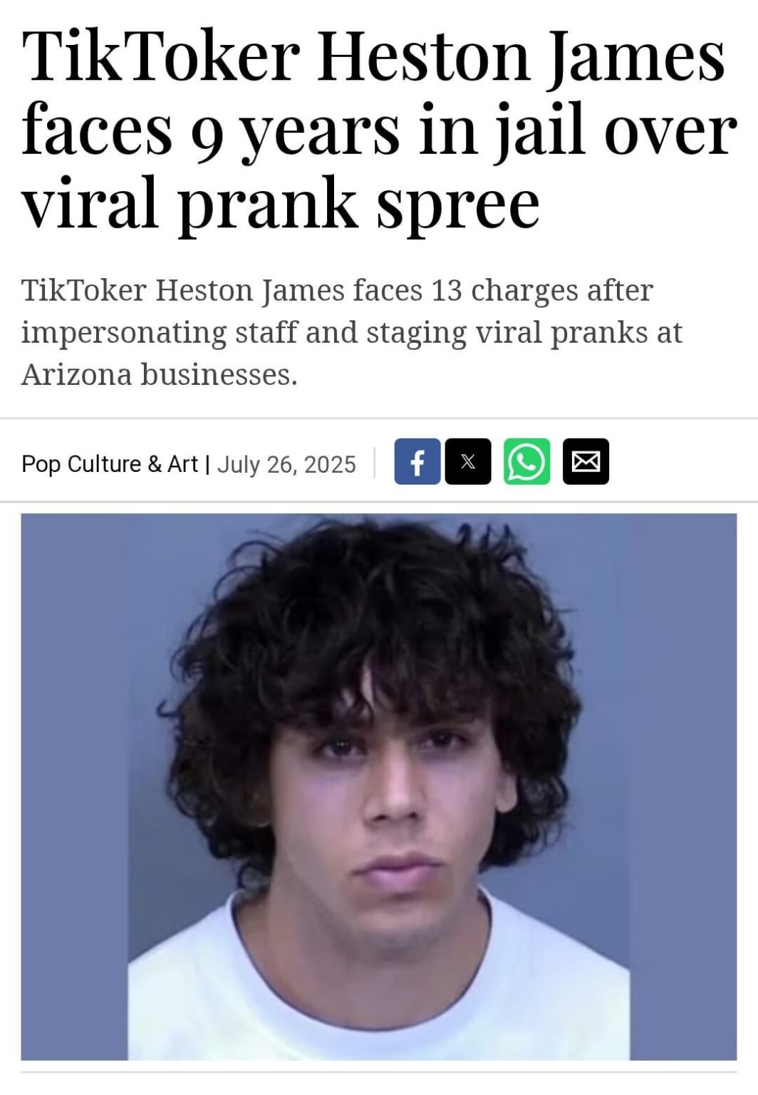 Tiktok "prankster" Heston James faces 9 years in prison