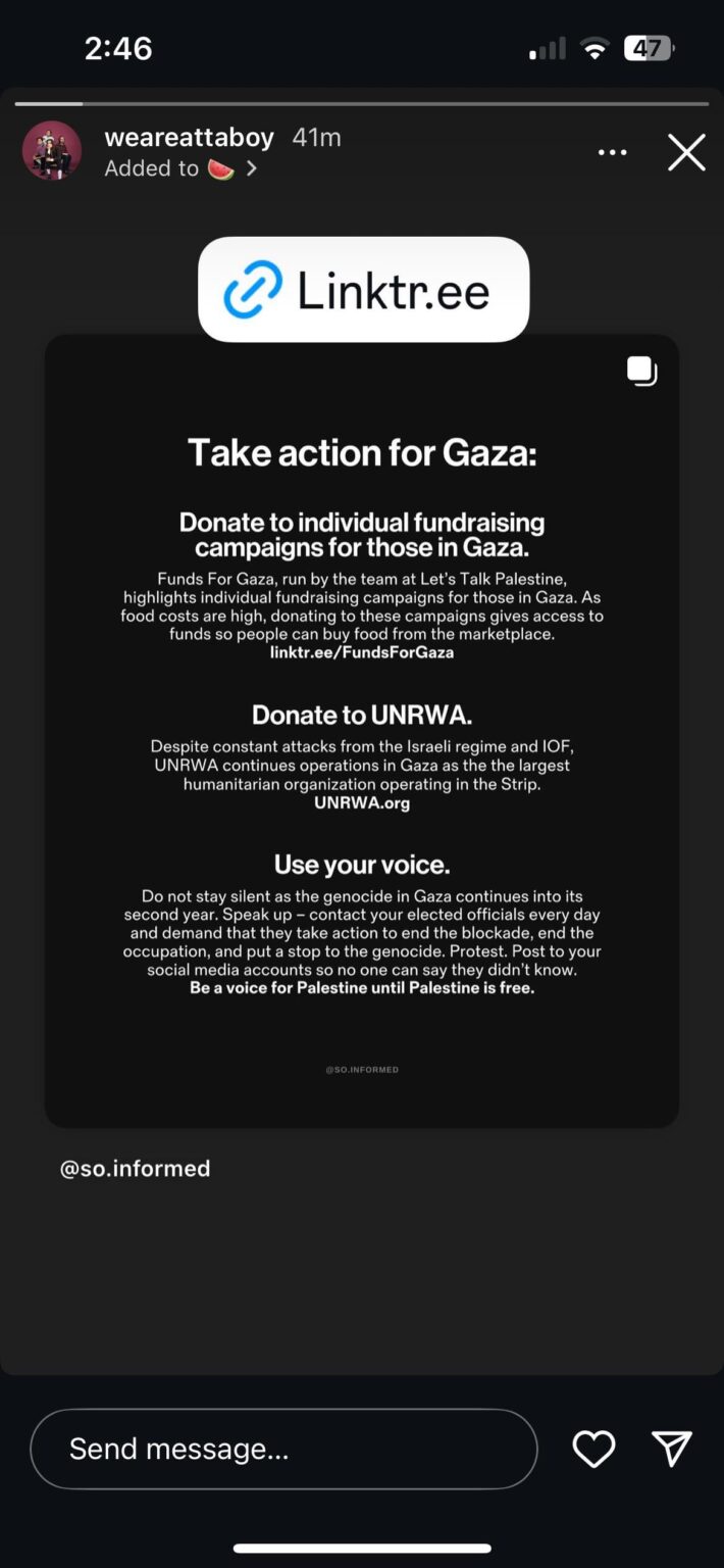 Lewis Pullman’s band spreading support for Gaza aid
