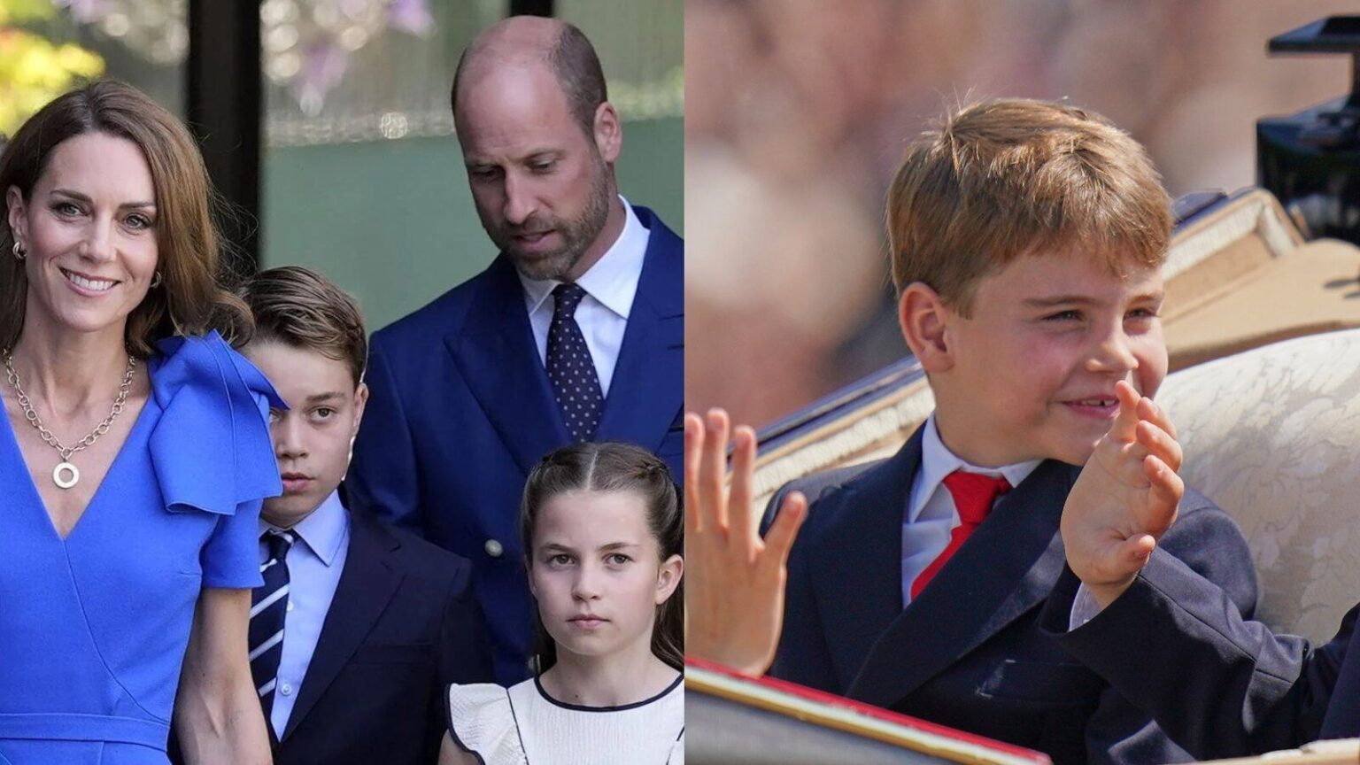 Kate Middleton, Prince William, Prince George and Princess Charlotte at Wimbledon without Prince Louis.