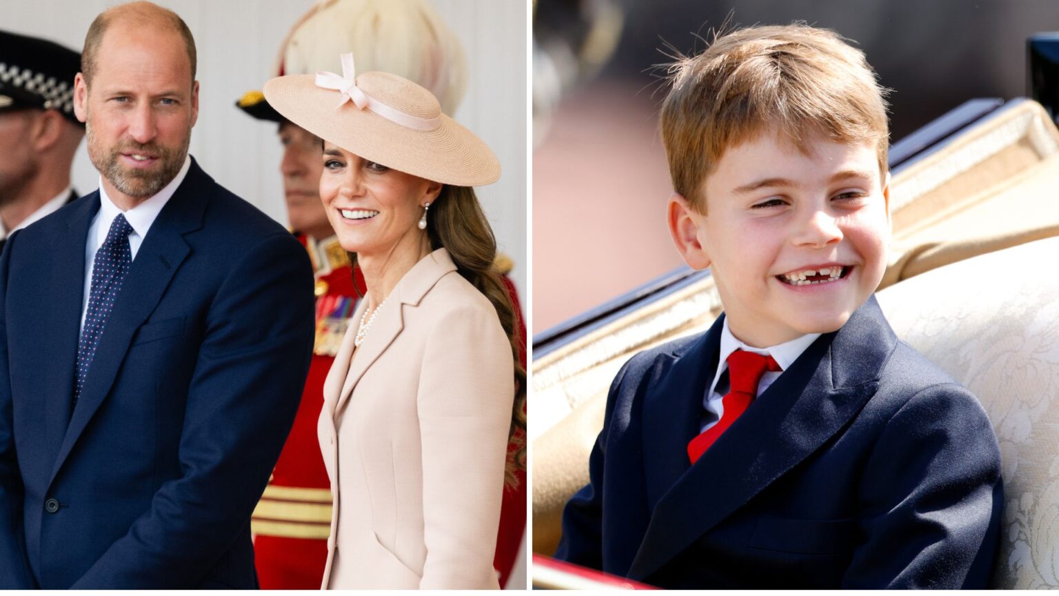 Kate Middleton and Prince William ensured Louis didn’t miss out Composite of a picture of Prince William and Kate in July 2025 and a picture of Prince Louis in June 2025