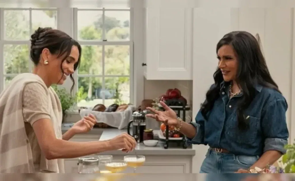 Meghan Markle and Mindy Kaling cooking in With Love, Meghan