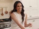 Meghan, Duchess of Sussex smiling in production shot from Episode 5 of With Love, Meghan.