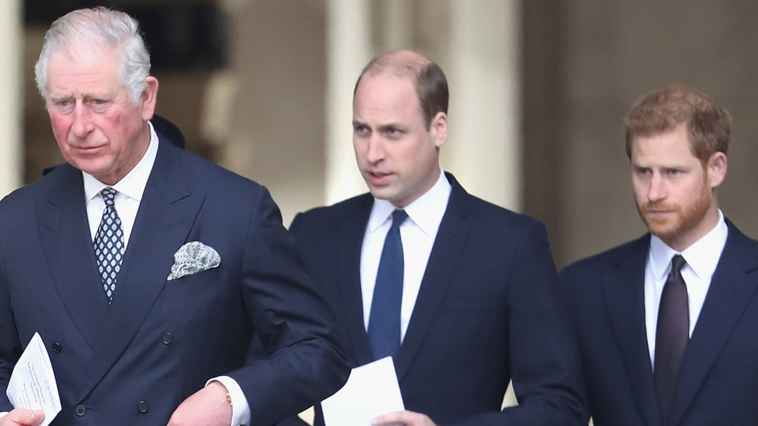 King Charles, Prince William, and Prince Harry all wear suits