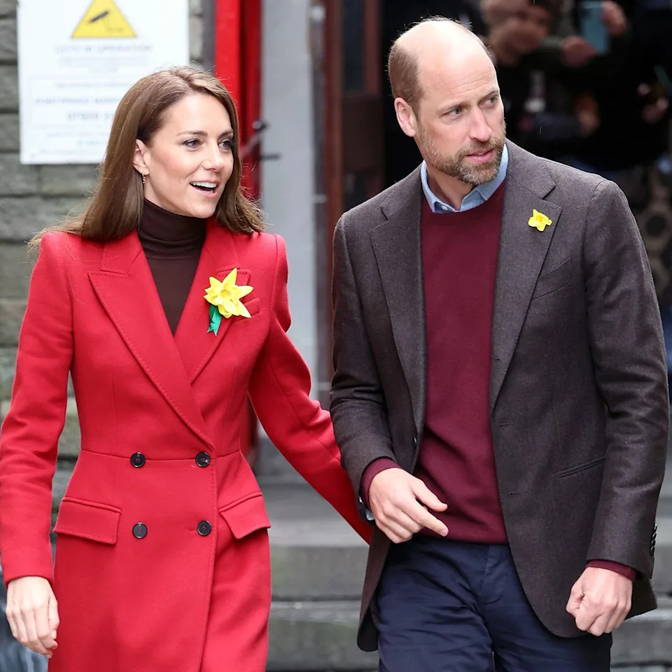 PONTYPRIDD, WALES - FEBRUARY 26: Catherine, Princess of Wales and Prince William, Prince of Wales during a visit to Pontypridd Market on February 26, 2025 in Pontypridd, Wales. In December 2024, Pontypridd was one of a number of towns across Wales which was hit by severe flooding as a result of Storm Bert and Storm Darragh. The Prince and Princess met with local residents, learning about their experiences and the impact of recent events in the town. (Photo by Chris Jackson/Getty Images).