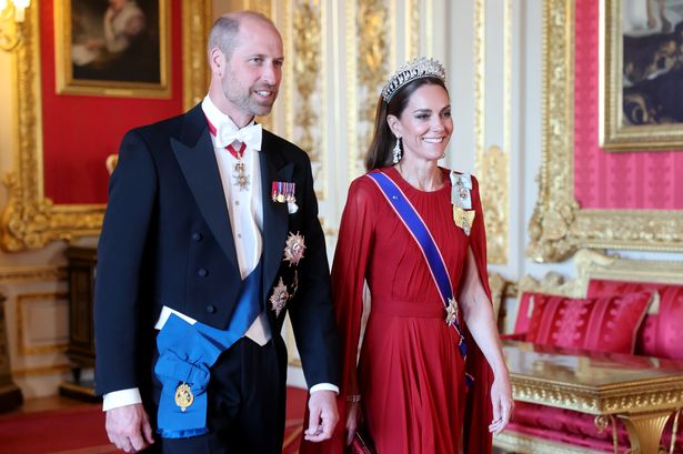 Prince William, Prince of Wales and Catherine, Princess of Wales attend the State Banquet at Windsor Castle on July 08, 2025