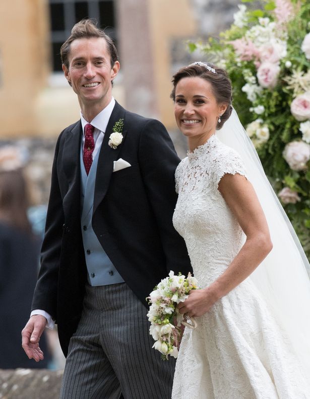 Pippa wore a floor-length Giles Deacon dress for her nuptials