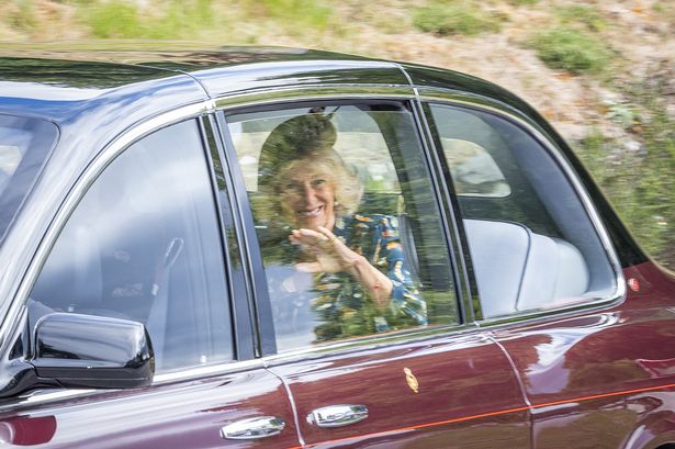 King Charles III and Queen Camilla  leave after attending a service at Crathie Kirk, near Balmoral. 