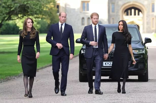 The Waleses and the Sussexes prepare to greet mourners outside Windsor Castle in 2022