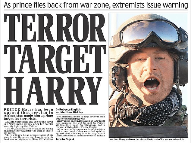 The Daily Mail reporting on Harry's return in March 2008