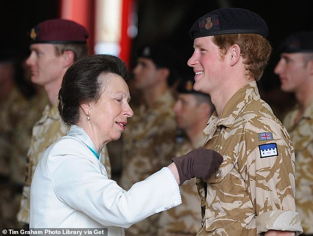 For his service, Harry was presented with an Operational Service Medal for Afghanistan by his aunt the Princess Royal