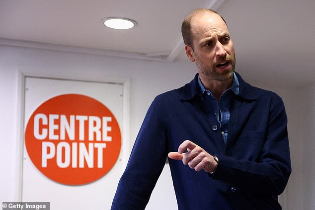 Throughout his life, William has committed himself to serving Diana's charities and causes. He is pictured during a visit to Centrepoint, a charity which supports homeless youth on January 21, 2025