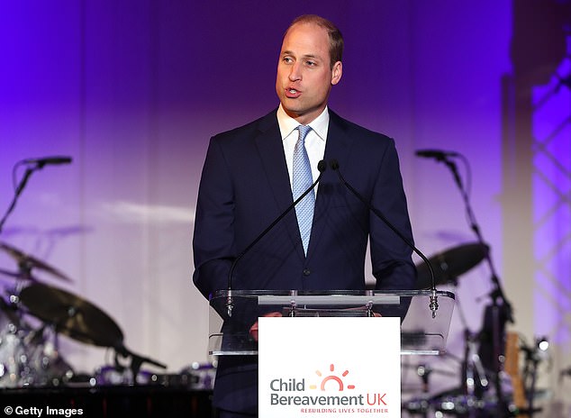 William speaks at the Child Bereavement 25th birthday gala dinner at Kensington Palace on June 10, 2019