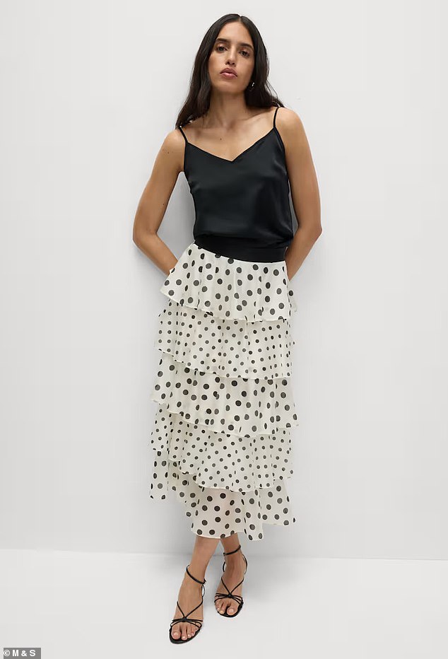 M&S has released its own take the trend, releasing a polka dot skirt (pictured)