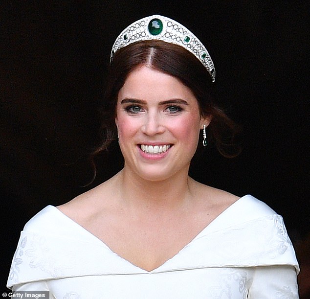 Just six months after Meghan and Harry's wedding, the Duke's cousin, Princess Eugenie, wore the £13million Greville tiara on her big day