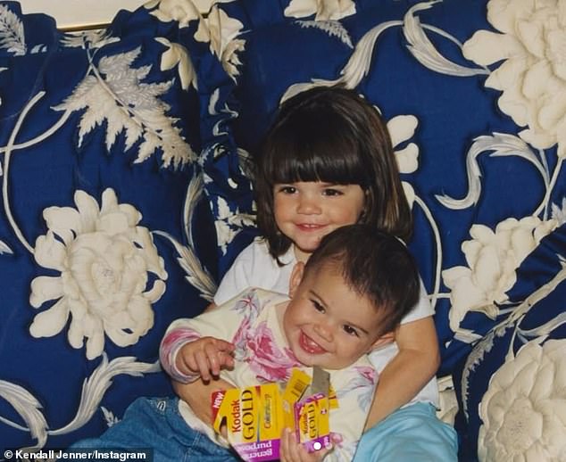Kendall Jenner, 29, shared this sweet throwback photo from their childhood writing, 'my little lady forever.' Kylie responded with a sweet 'kendall jenner !!!!'