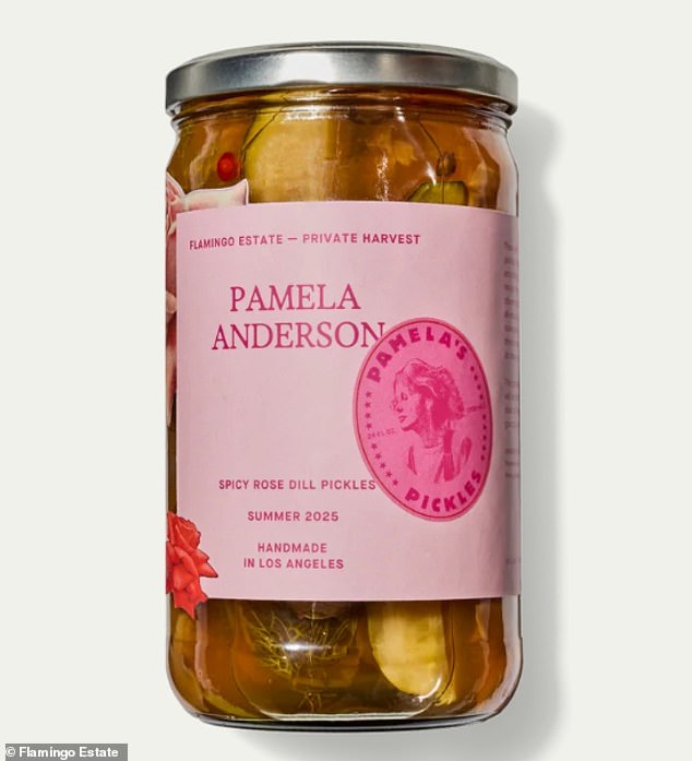 The 'handmade' pickles come from Flamingo Estate in Los Angeles and arrive in stunning pink packaging