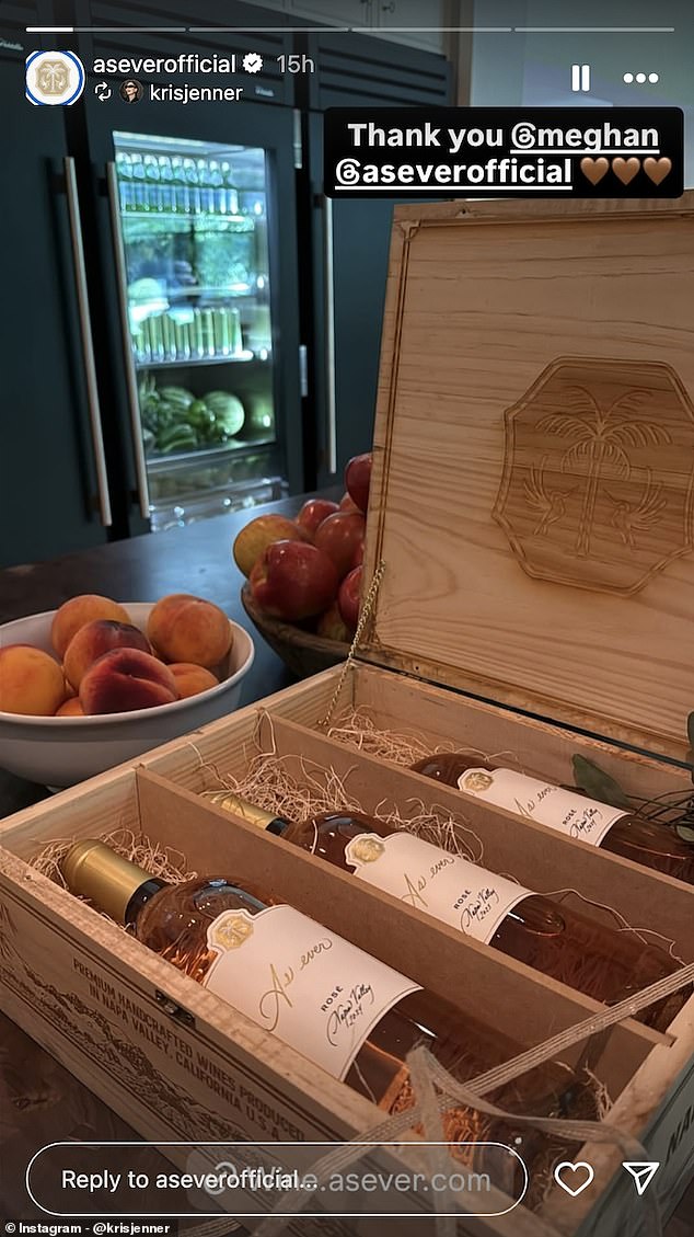 A few days after Khloé's post, Kris Jenner shared her own snap of an As Ever wine delivery - but clearly tagged both Meghan and her lifestyle brand As Ever in the Instagram story