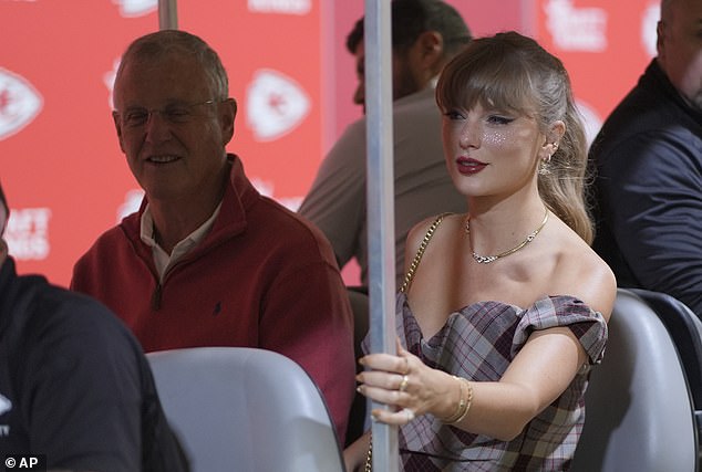 Taylor said her dad's doctors were amazed that he was even still walking with such severe blockages, and they said he needed surgery 'like, tomorrow'; pictured in October in Kansas City, Missouri