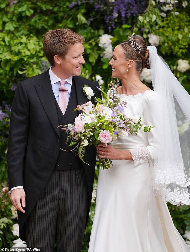 The Duke and Duchess of Westminster are pictured at their wedding in June 2024