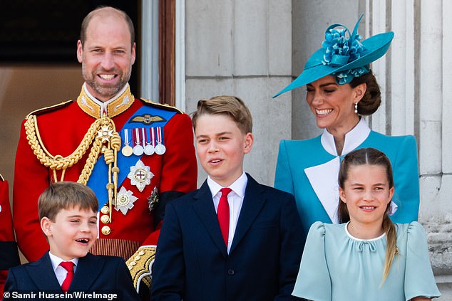Will Prince William put being a husband and father before King and country? (Pictured with his family at this year's Trooping The Colour)