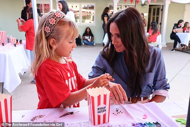 Meghan is pictured visiting Girls Inc in Santa Barbara in October last year, which coincided with contributions from the Archewell Foundation