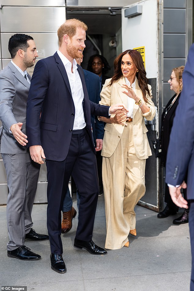 Prince Harry and Meghan Markle attend the Time100 Summit at Jazz at Lincoln Center in Midtown on April 23, 2025 in New York City