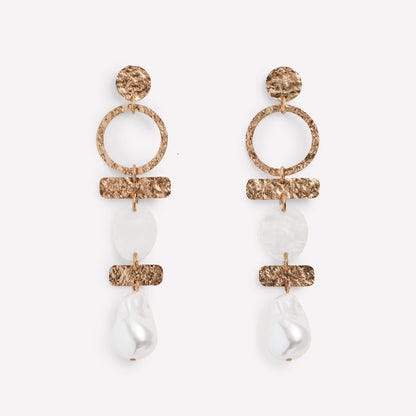 Statement Drop Earrings Gold/Pearl
