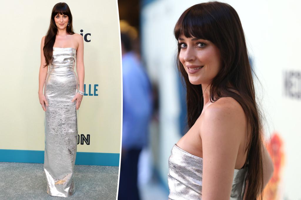 Dakota Johnson's silver Gucci gown compared to aluminum foil