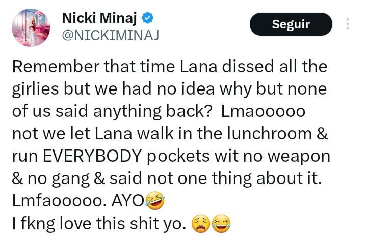 Nicki Minaj references Lana Del Rey’s “Question for the Culture” amid Lana's feud with Ethel Cain.