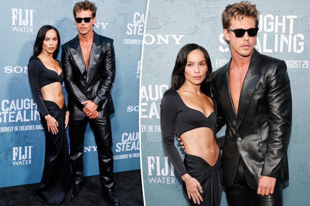 Zoë Kravitz and Austin Butler coordinate looks on ‘Caught Stealing’ red carpet Zoë Kravitz and Austin Butler coordinate looks on 'Caught Stealing' red carpet