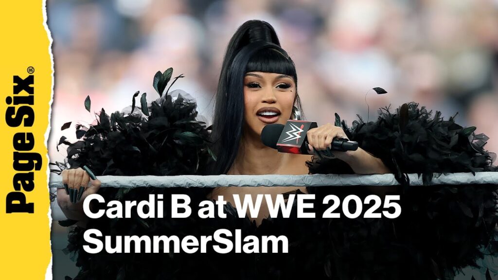 Cardi B performs new song 'Hello' in dramatic feather cape at WWE 2025 SummerSlam