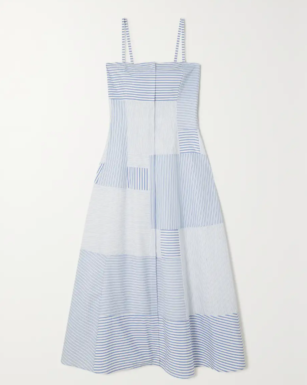Magritte paneled striped cotton and linen-blend