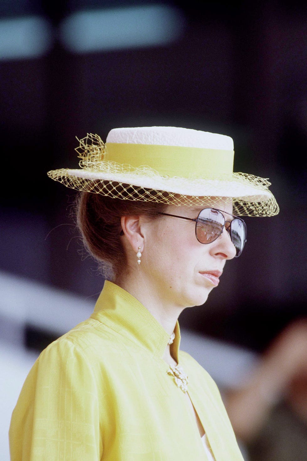 abu dhabi, united arab emirates december 02: princess anne watching a parade in honour of the 20th anniversary of the united arab emirates in abu dhabi. (photo by tim graham photo library via getty images)