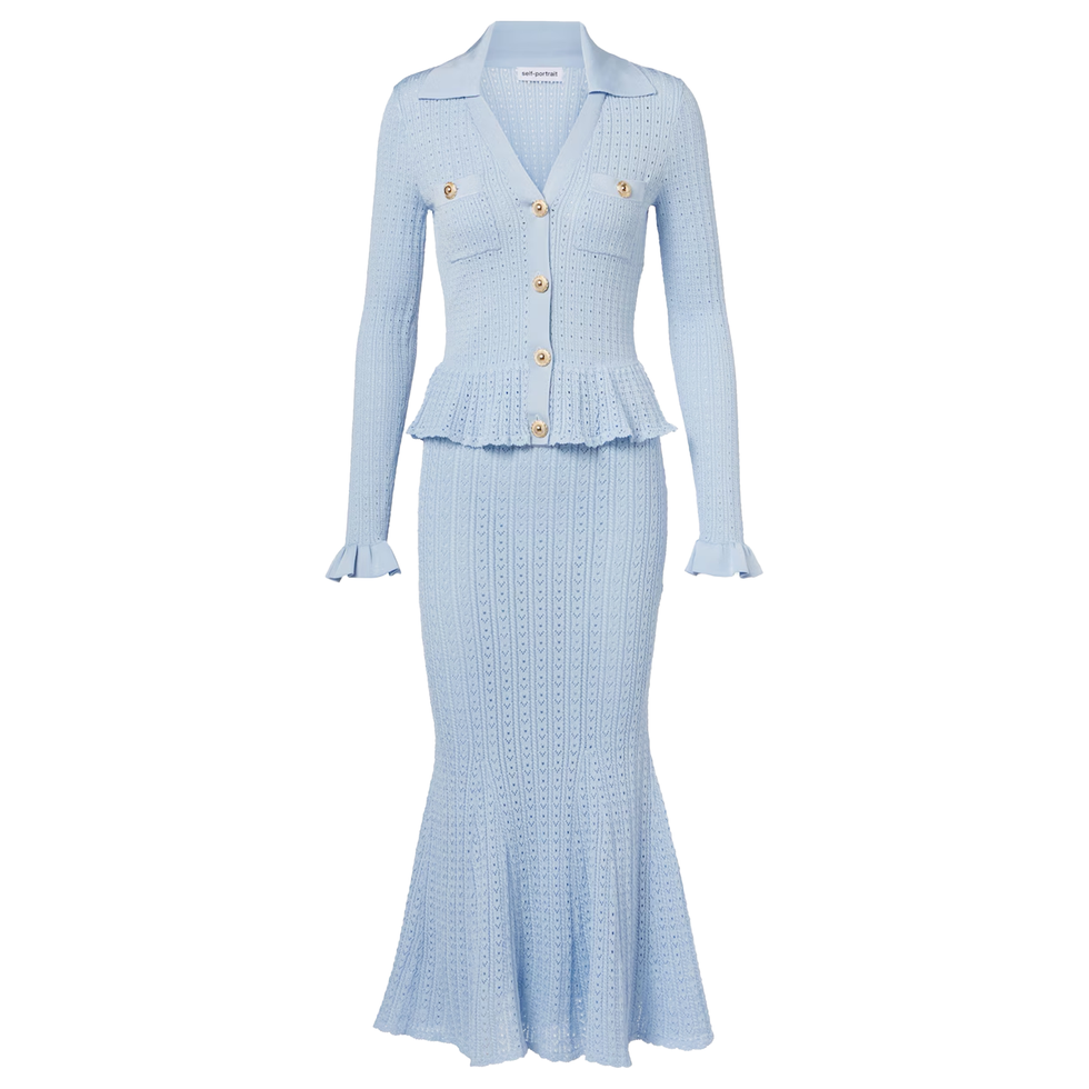 Pointelle Peplum Midi Dress