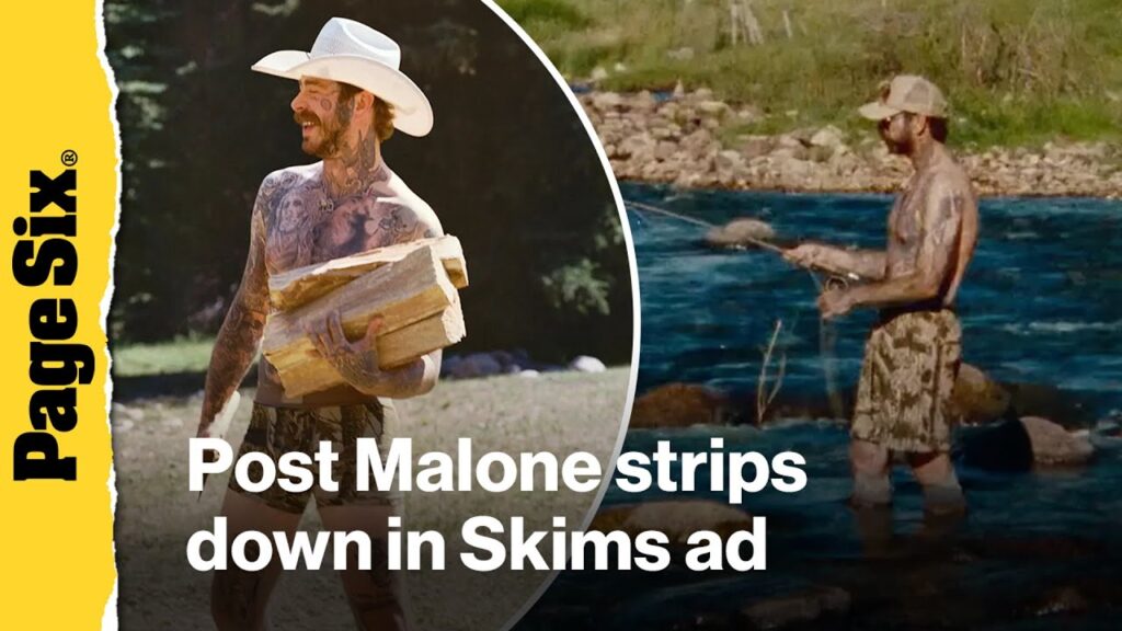 Post Malone strips down to his underwear for country-themed Skims ad