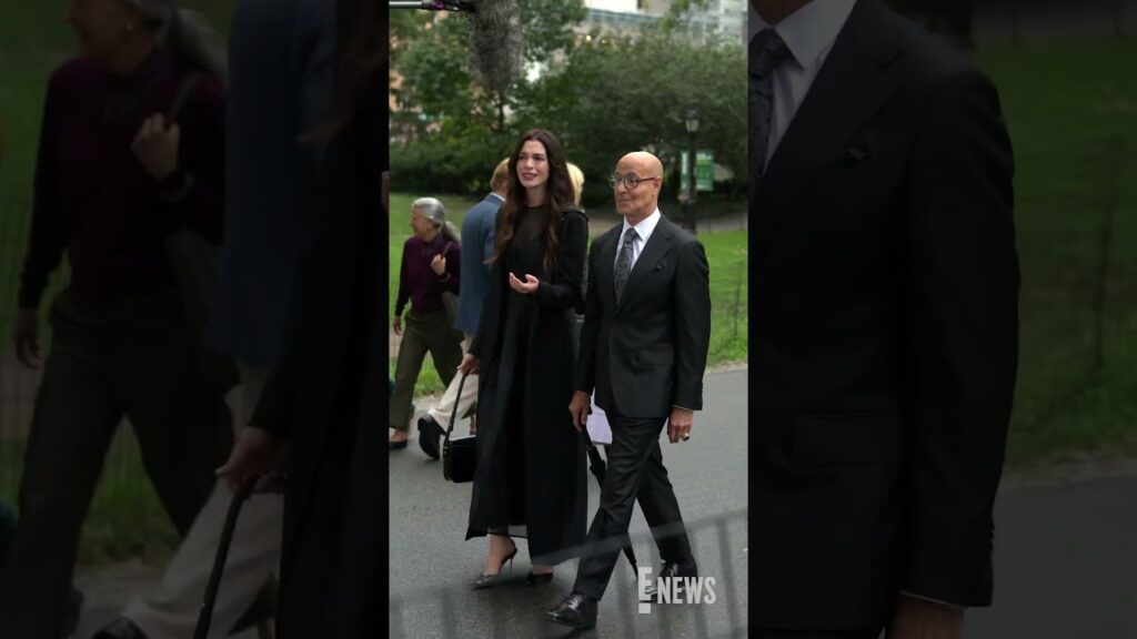 Gird your loins! Anne Hathaway and Stanley Tucci work on the set of "The Devil Wears Prada 2."