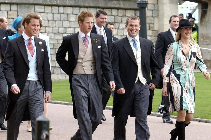 Former royal butler slams ‘petulant’ Prince Harry in brutal putdown Prince William (left), Prince Harry (second left), Peter Phillips (second right) and Zara Phillips arriving for the wedding of the Prince of Wales and Camilla Parker Bowles. Photo credit should read: Martin Hayhow/PA