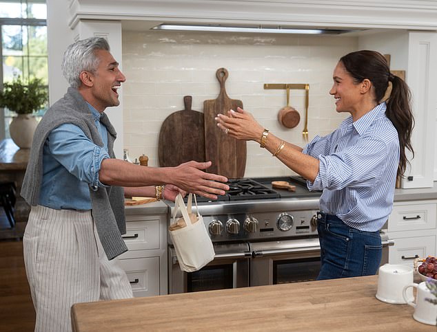 Undated Netflix handout photo of (left to right) Tan France, Meghan, Duchess of Sussex in episode 203 of With Love, Meghan. The Duchess of Sussex has revealed how spending nearly three weeks away from her children left her "not well". Meghan, in the second season of her Netflix show With Love, Meghan, did not elaborate on dates, but there will be speculation she was referring to when the Sussexes unexpectedly remained in the UK due to the death of Queen Elizabeth II in 2022. Issue date: Tuesday August 26, 2025. PA Photo. Photo credit should read: Jake Rosenberg/Netflix/PA WireNOTE TO EDITORS: This handout photo may only be used in for editorial reporting purposes for the contemporaneous illustration of events, things or the people in the image or facts mentioned in the caption. Reuse of the picture may require further permission from the copyright holder.