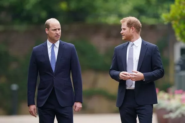 Prince William and Prince Harry arrive for the unveiling of a statue they commissioned of their mother Diana, Princess of Wales, in the Sunken Garden at Kensington Palace, on what would have been her 60th birthday on July 1, 2021 in London, England