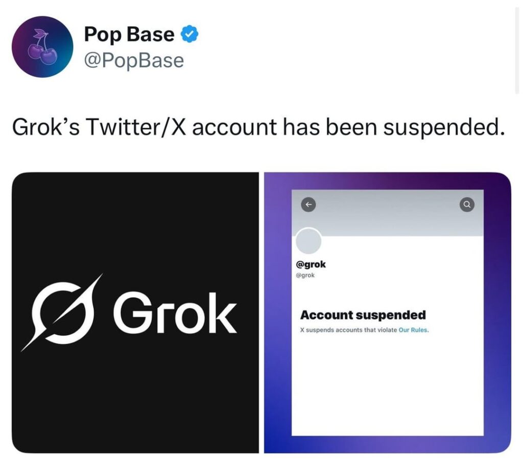 Grok’s Twitter/X account has been suspended