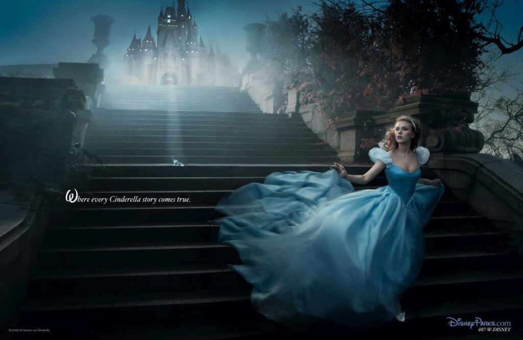 Celebrities posing as Disney characters for the "Year of a Million Dreams" Disney campaign photographed by Annie Leibovitz