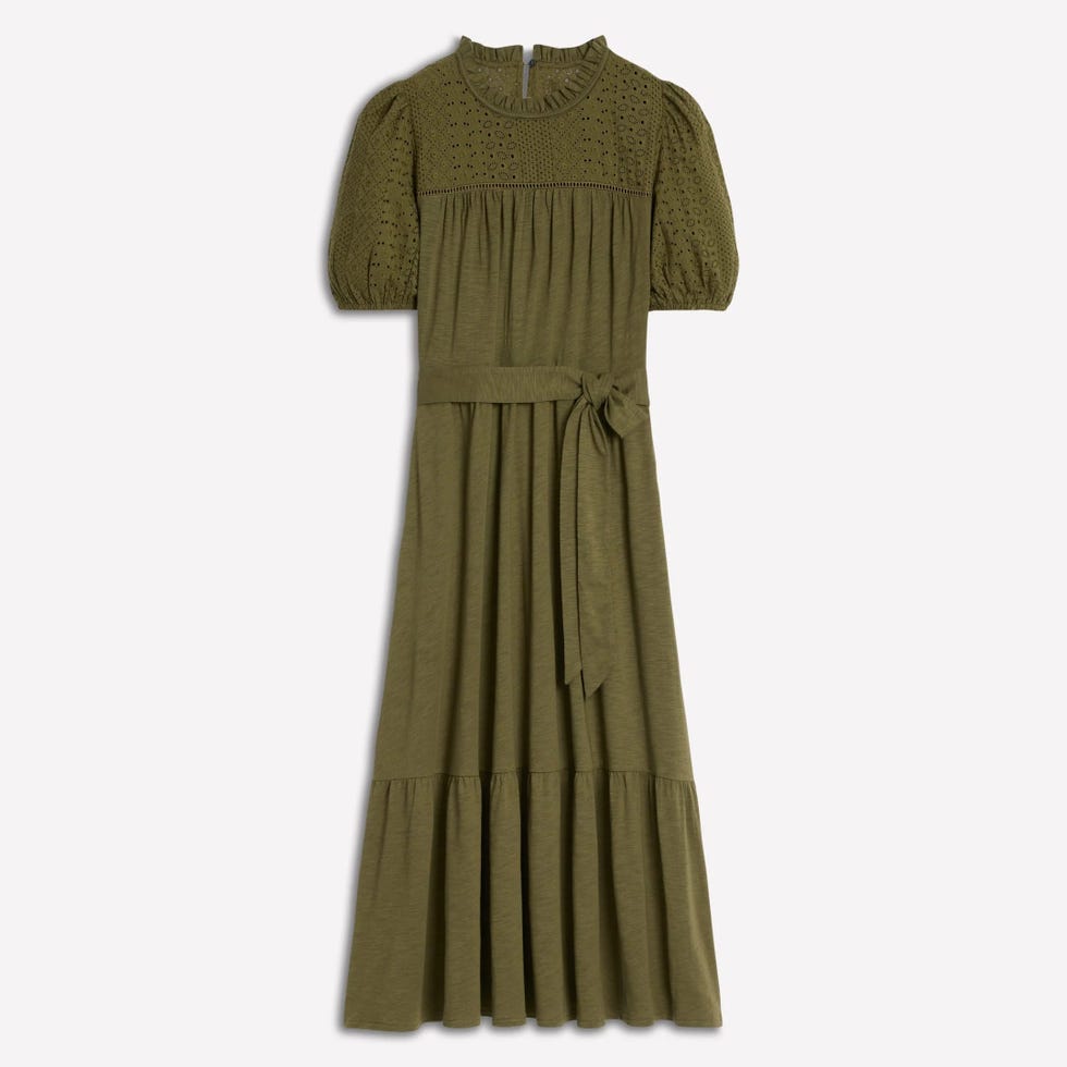 Lorelei Broderie Jersey Dress Woodland Green